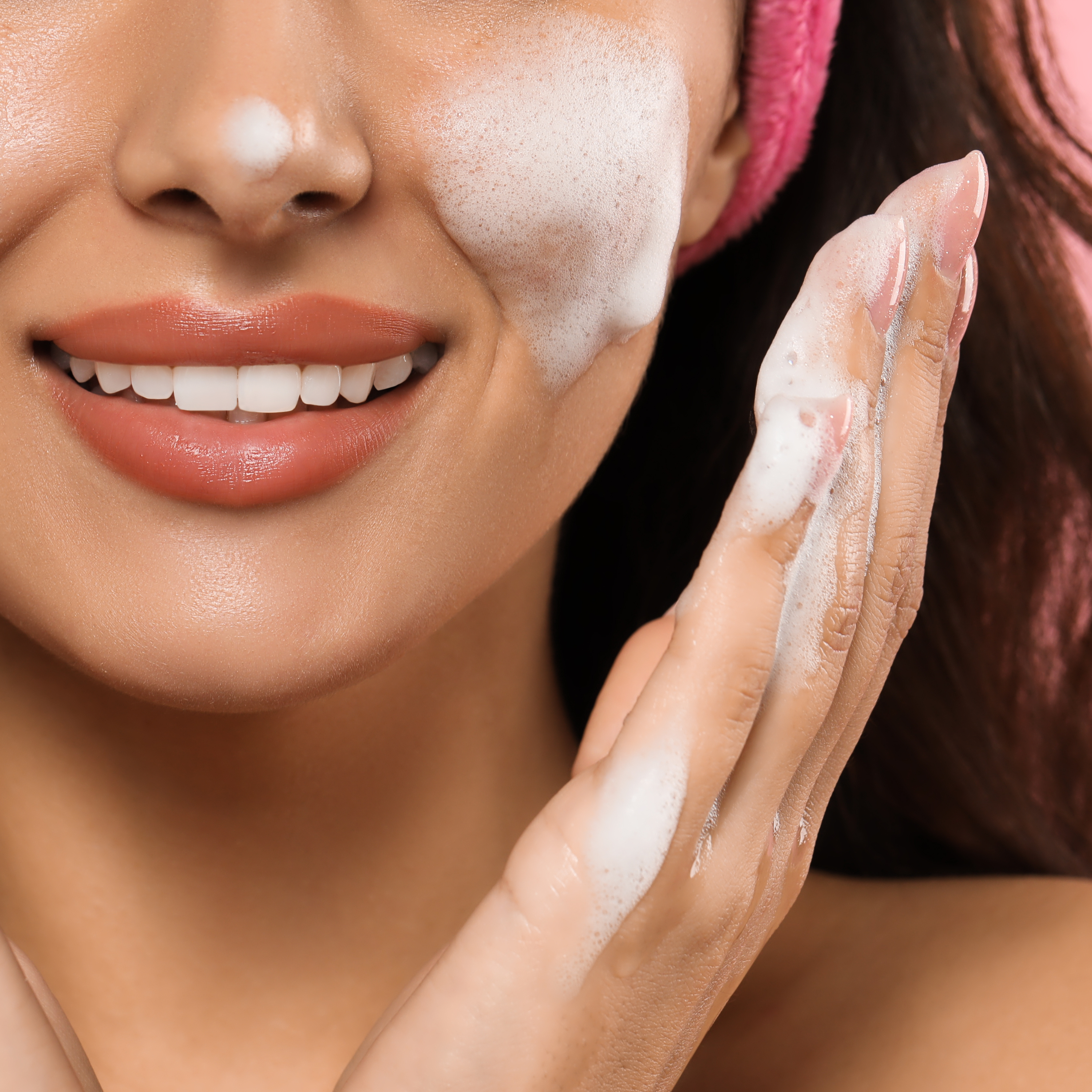 female washing face with gentle hydrating berry cleanser from skinsetgo skincare