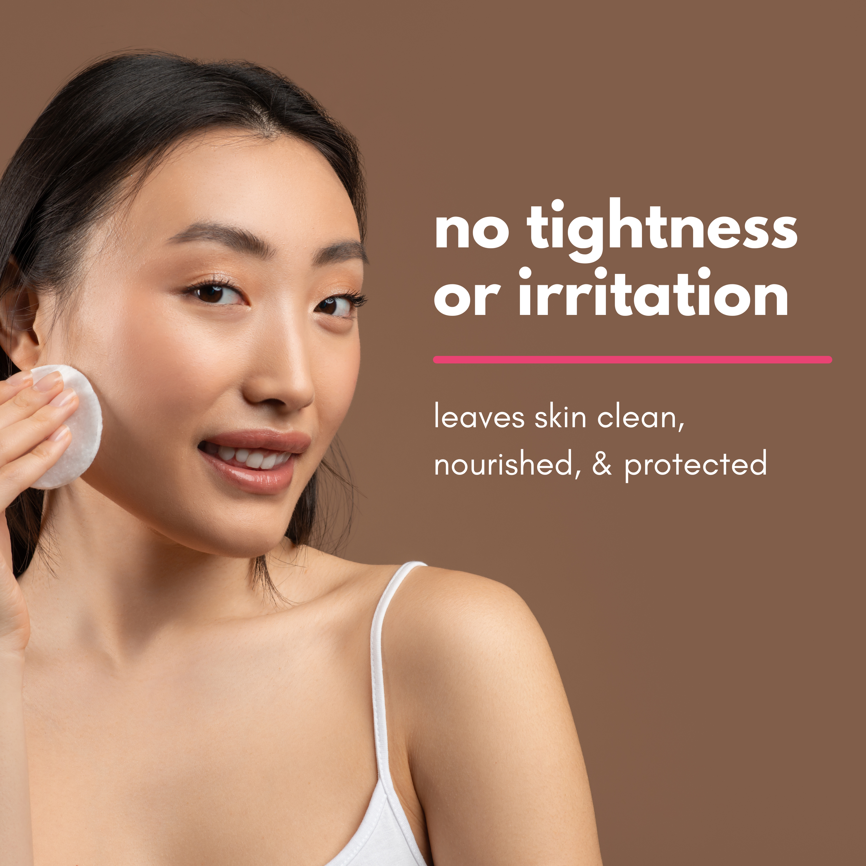 woman using makeup remover showing clean face with skinsetgo duo-clear