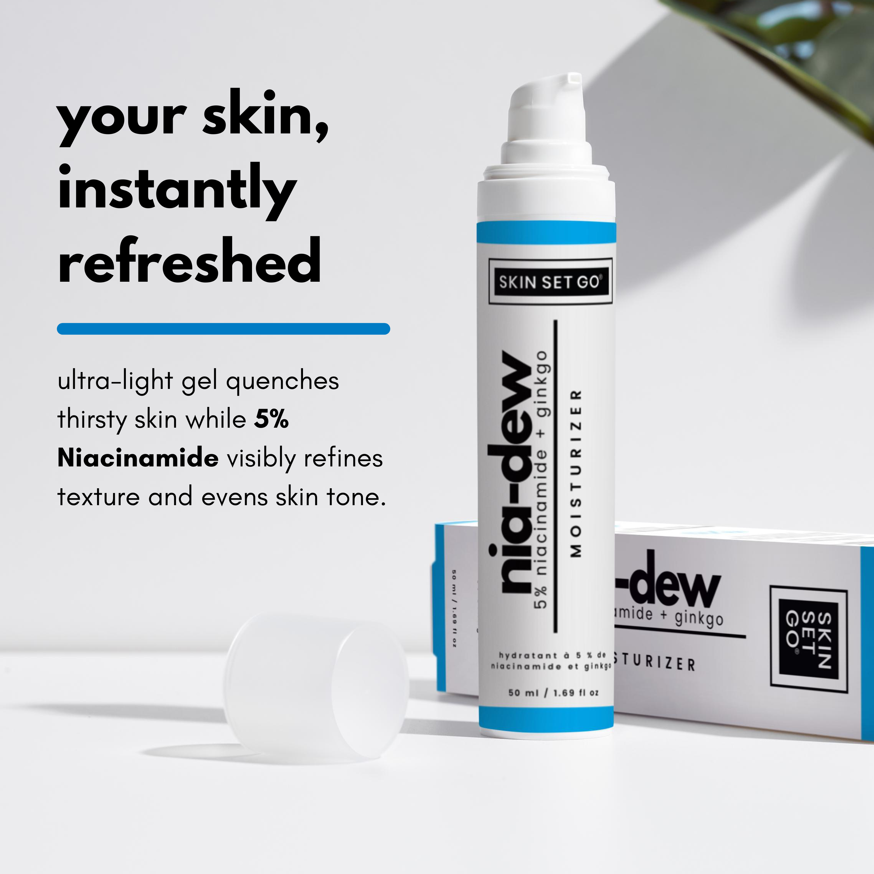niacinamide 5% moisturizer from skinsetgo bottle and box with text